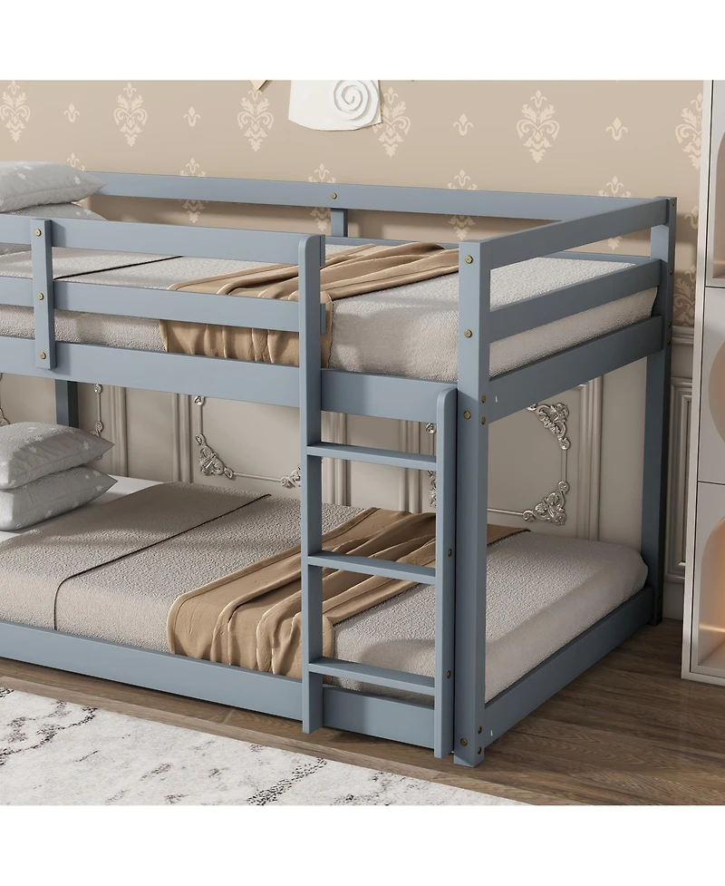 Sailvan Floor Bunk Bed, Wooden, Upper Bed Platforms crafted with Strengthened Slats
