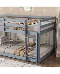 Sailvan Floor Bunk Bed, Wooden, Upper Bed Platforms crafted with Strengthened Slats