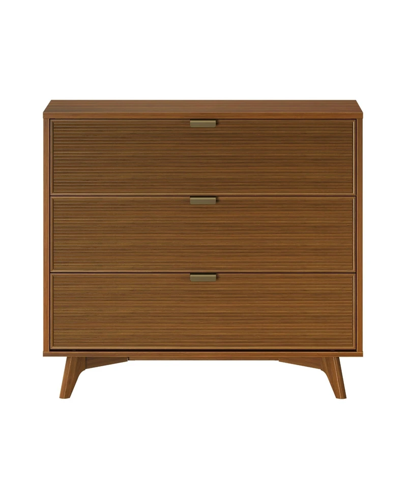 Plank+Beam Linea Tambour 3 Drawer Dresser with Brass Pull