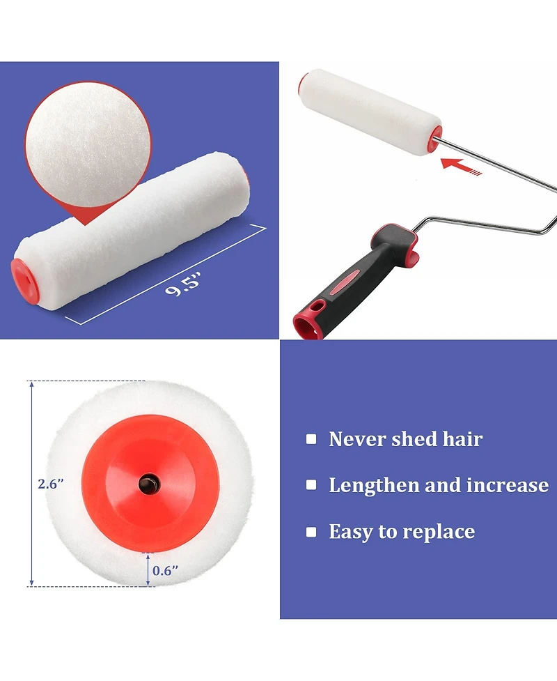 Xdovet T Roller Brush Kit Multi-function Stainless Steel Pole Splicing Rod Mural Walls Ceiling
