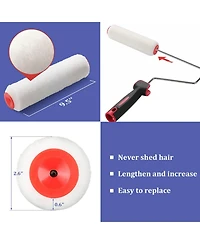 Xdovet T Roller Brush Kit Multi-function Stainless Steel Pole Splicing Rod Mural Walls Ceiling