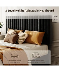 Streamdale Furniture Queen Size Velvet Upholstered Platform Bed with Adjustable Headboard