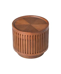 Streamdale Furniture 18.9" Round Wooden Lattice Side Table with Hidden Storage