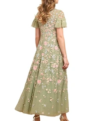 Needle & Thread Women's Antoinettes Floral Round Neck Midi Gown