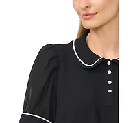 CeCe Women's Peter Pan Collar Puff Short-Sleeve Blouse