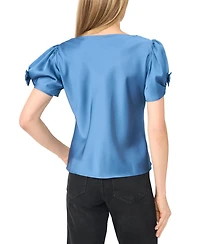 CeCe Women's Cowl Neck Bubble Short Sleeves Top