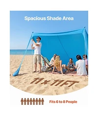 Mountaintop Beach Tent Sun Shelter, UPF50+ Pop-Up Canopy, 6.6ft Tall, Sandbags