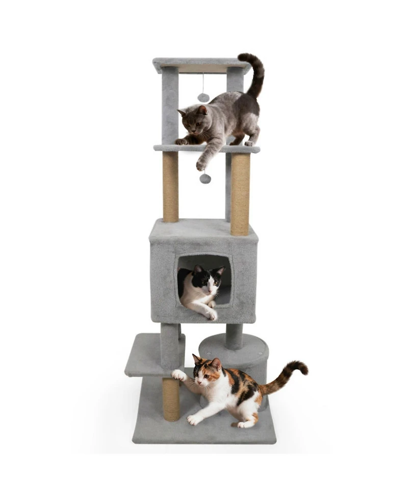 Hongge Five-Tier 64 Inch Cat Tree with Two Extra Large Condos