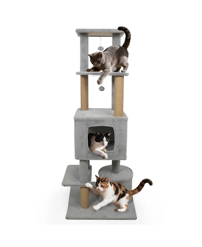 Hongge Five-Tier 64 Inch Cat Tree with Two Extra Large Condos