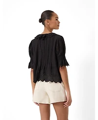 Hush Women's Koa Short-Sleeve V-Neck Ruffle Blouse
