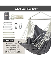 Piscifun 500 Lbs Capacity Hanging Hammock Chair Swing With Footrest Portable Indoor Outdoor Steel Hardware Kit