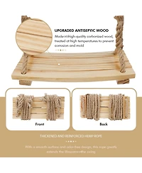 Piscifun Upgraded Wooden Swing Seat Adjustable Rope Straps Indoor Outdoor 500lbs Load