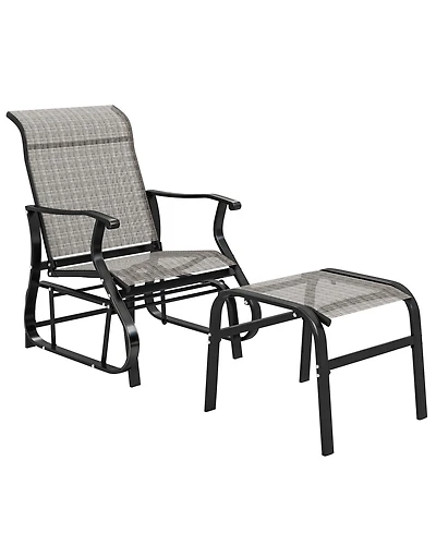 Outsunny Outdoor Glider with Ottoman, High Back Patio Glider Set