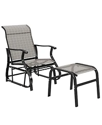 Outsunny Outdoor Glider with Ottoman, High Back Patio Glider Set