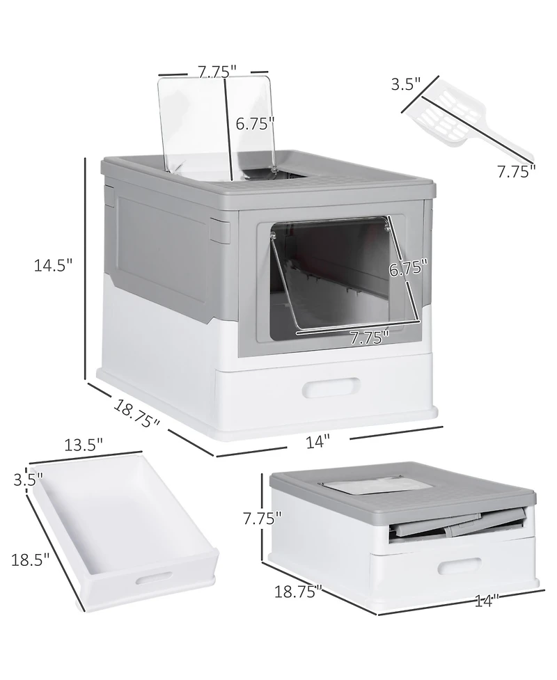 Ruie Fully Enclosed Cat Litter Box with Front Entry Top Exit and Scoop