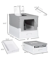 Ruie Fully Enclosed Cat Litter Box with Front Entry Top Exit and Scoop