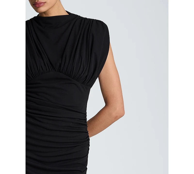 Kenneth Cole Women's Power Shoulder Cowl Neck Mini Dress