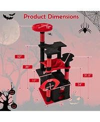Hongge Gothic Cat Tree Tower with Dangling Spider Toy, 52 Inch