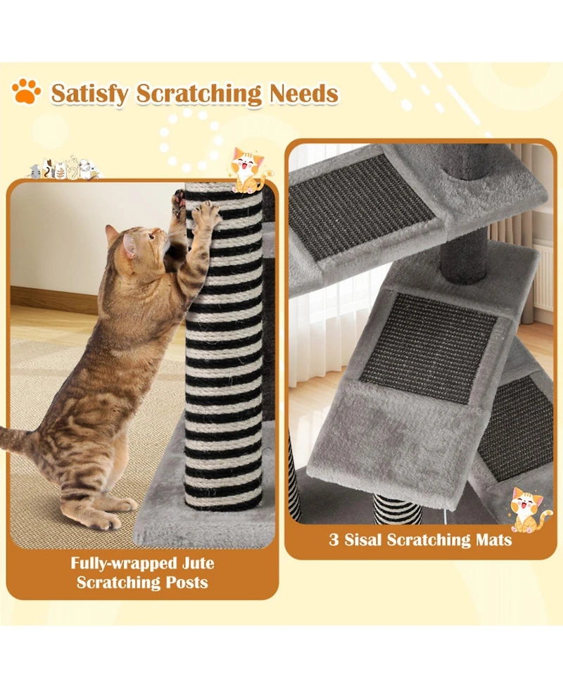 Hongge Sisal and Jute Wrapped Kitten Cat Tower, 37 Inch Tall