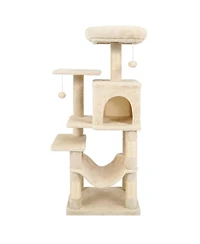 Hongge 44 Inch Multi-Level Cat Tower with Roomy 2-Door Condo