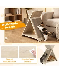 Hongge Corrugated Cardboard Cat Scratcher Lounge with Wooden Frame