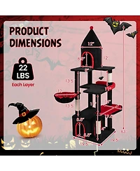 Hongge Gothic 63 Inch Cat Tree with Elevated Top Cave for Large Cats