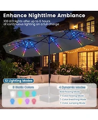 Sugift 13 Feet Double-Sided Patio Umbrella with Color Changing Flowing Solar Led Lights