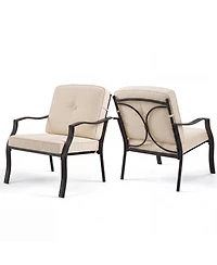 Gymax Set of Patio Metal Chairs Outdoor Dining Seat Heavy Duty with Cushions Garden