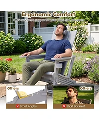 Gymax Adirondack Chairs Set of 4 with Cup Holder Wood Texture for Garden Backyard