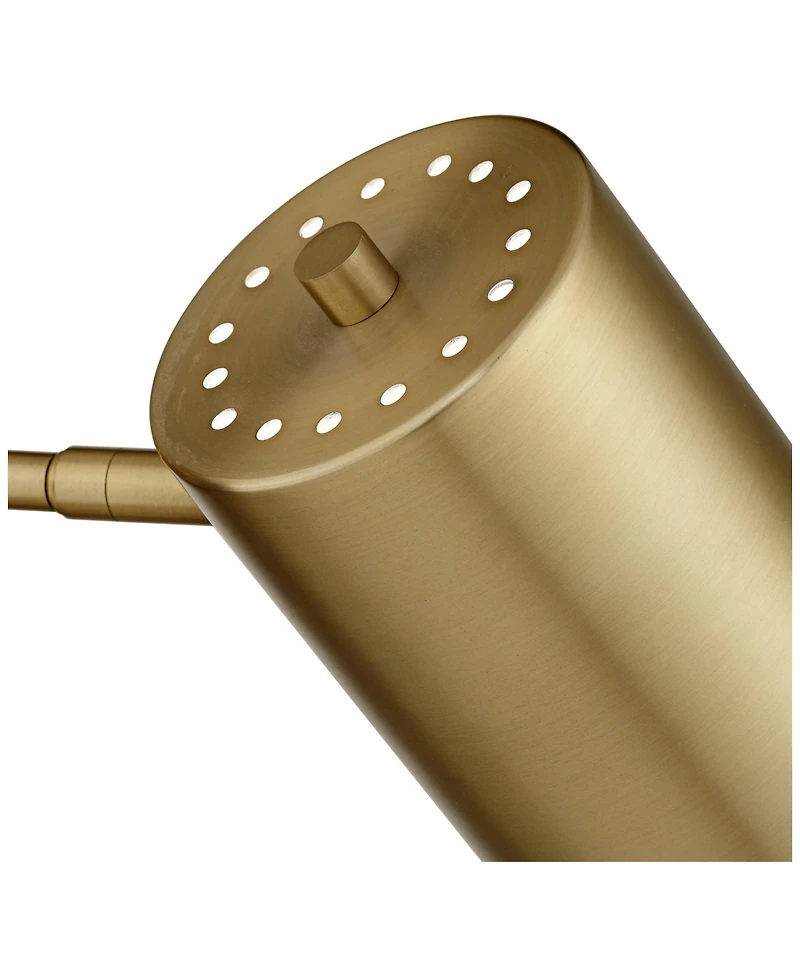 360 Lighting Carla Modern Wall Lamps Set of 2 Polished Brass Plug-in 5" Light Fixture Cylinder Down Metal Shade for Bedroom Reading Living Room Home