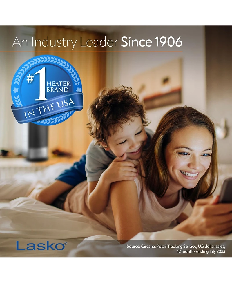 Lasko Ceramic Tower Space Heater, 1500 Watt, Portable with Thermostat