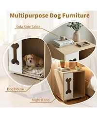 Hongge Wooden Cat Condo End Table with Cutout Entry Window