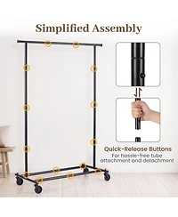 Hongge Mobile Garment Rack with Extendable Side Rods and 4 Swivel Casters