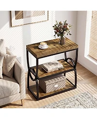 Tribesigns Narrow End Table, Couch Side Table with Storage | 3-Tier Storage, Sturdy Metal Frame