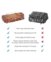 Xdovet Stainless Steel Rib Rack for Grill Holds 3 Ribs 18" Bbq Accessories Gifts Men