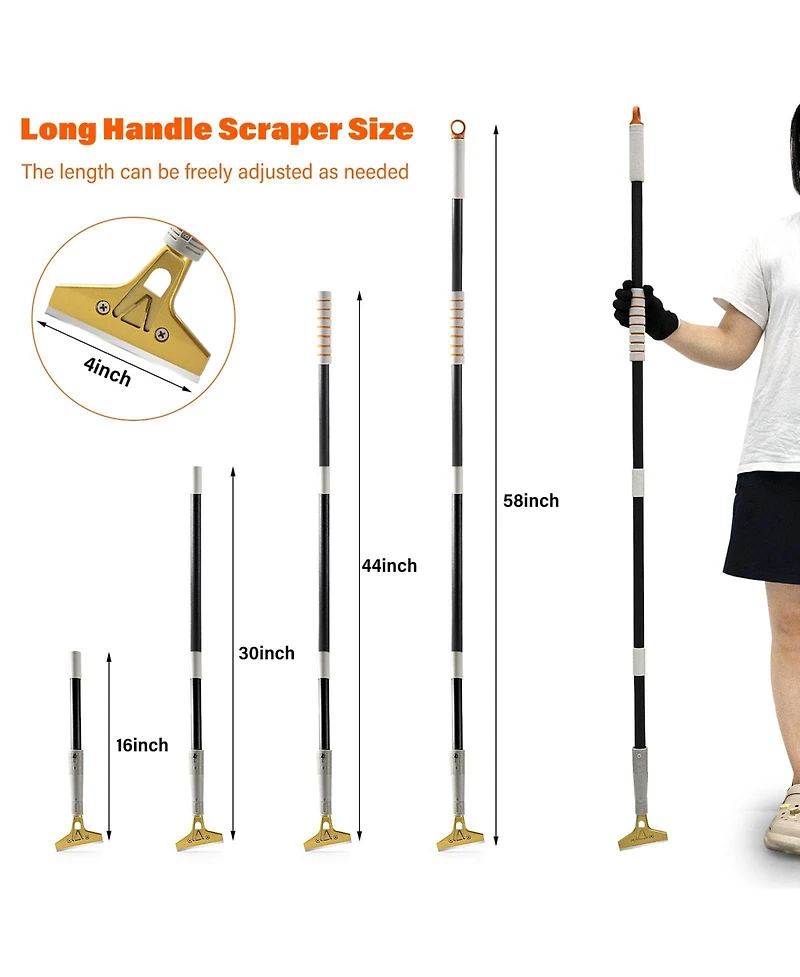 Xdovet Scraper Tool Adjustable Handle Metal Blade Tile Floor Wall Stripper