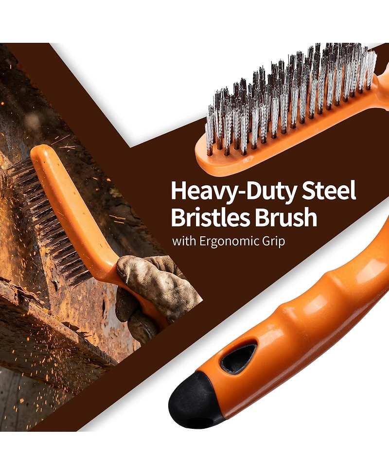 Xdovet Wire Brush Set Steel Nylon Scraper Welding Slag Grime