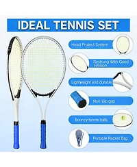Aofar 4 Tennis Rackets Set Adult Recreational Players Lightweight Balls Overgrips Bag