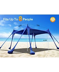 Aofar Beach Tent Sun Shelter UPF50+ Sandbags Shovels Pegs Poles Shade 10x10 feet