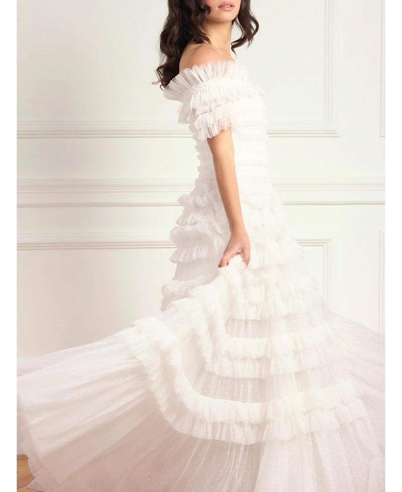 Needle & Thread Women's Lisette Ruffle Off Shoulder Gown