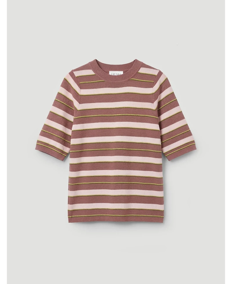 Hush Women's Gathered Shoulder Stripe T-Shirt