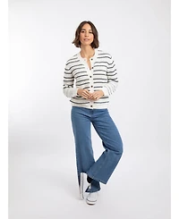 Weird Fish Women's Romilly Pointelle-Knit Striped Cardigan