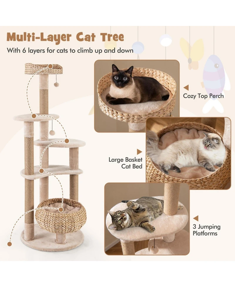 Hongge Cat Tree Tower Featuring an Oversized 18-Inch Top Perch