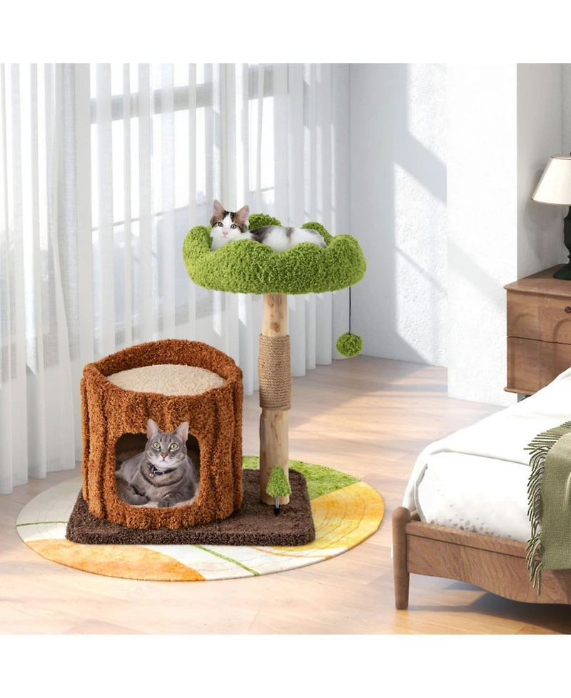 Hongge Compact Cat Tree Tower with Sisal Scratching Posts, 29 Inch