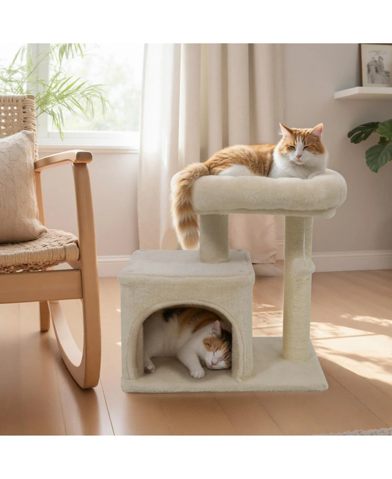 Hongge 19.5 Inch Small Cat Tree with Oversized Padded Perch Bed