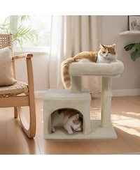 Hongge 19.5 Inch Small Cat Tree with Oversized Padded Perch Bed