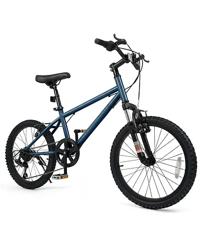 Hongge 20-Inch Kids Mountain Bike with Front Suspension Fork, 6-Speed and V-Brakes, Up to 110 lbs, Ages 8+