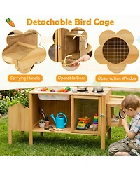 Hongge Detachable Bird Cage 7-Piece Mud Kitchen, Ages 3+