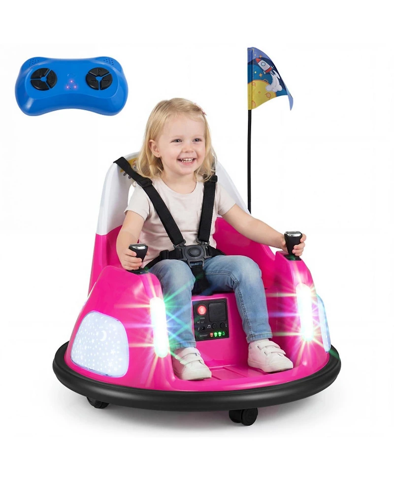 Hongge 12V Kids Ride On Bumper Car with Dual Joystick Control and Remote Control, Ages 18 Months+