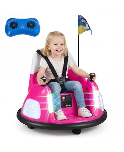 Hongge 12V Kids Ride On Bumper Car with Dual Joystick Control and Remote Control, Ages 18 Months+